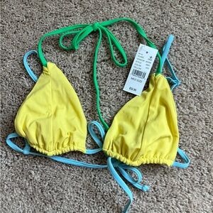 PacSun Yellow Bikini Top with Blue Straps